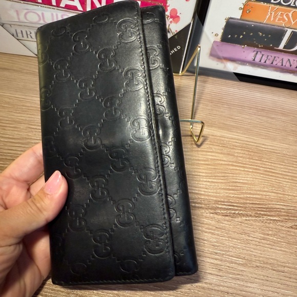 ❗️low start ❗️Gucci Shima Bi-fold Long Wallet Black Authentic w/ unbranded Chain - Picture 8 of 13